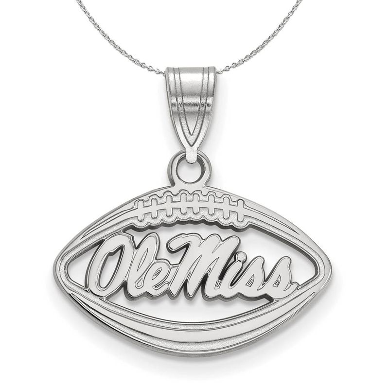 Sterling Silver U. Of Mississippi Football Necklace - 24 Inch